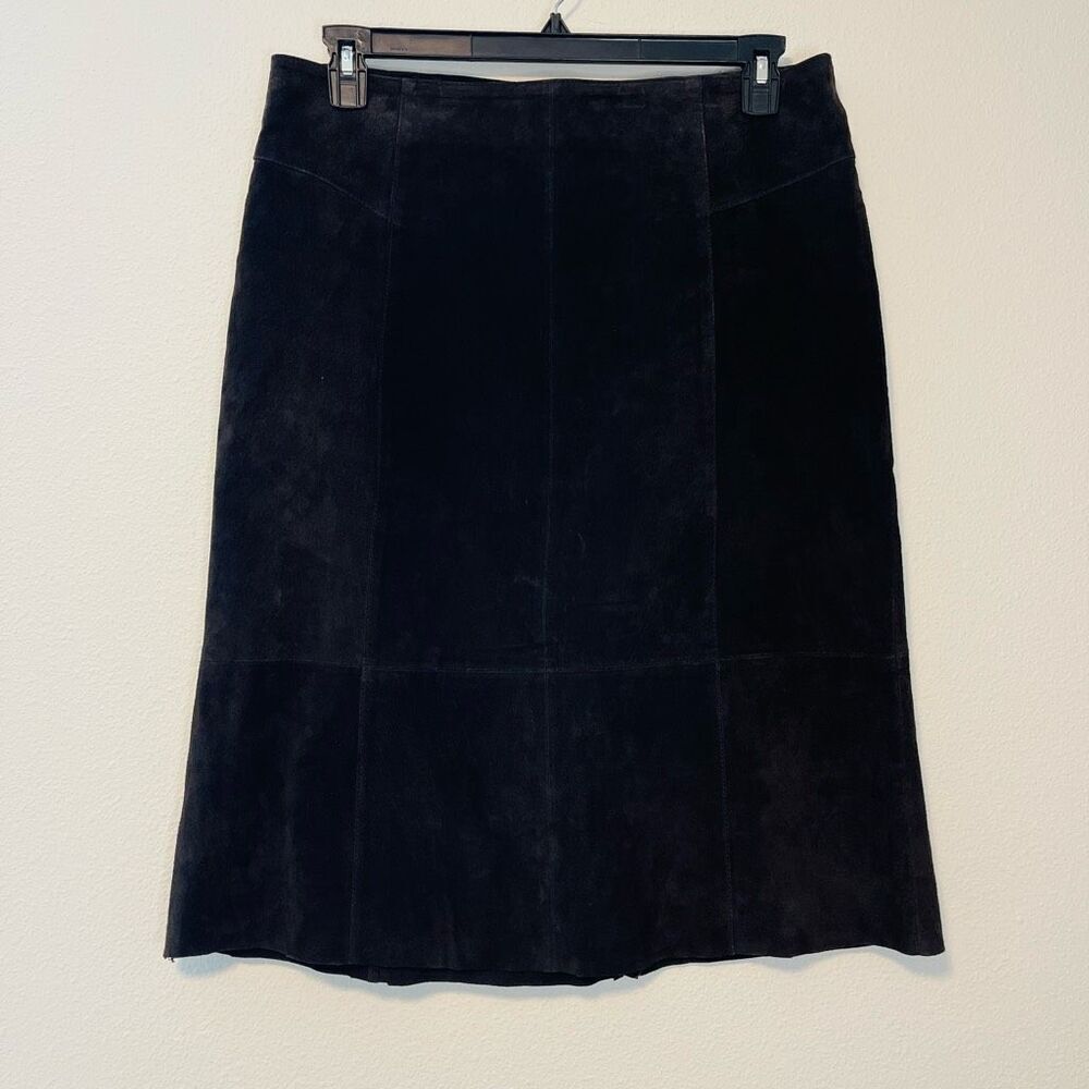 Vintage Peck & Peck Brown‎ Suede Patchwork Skirt Size 12